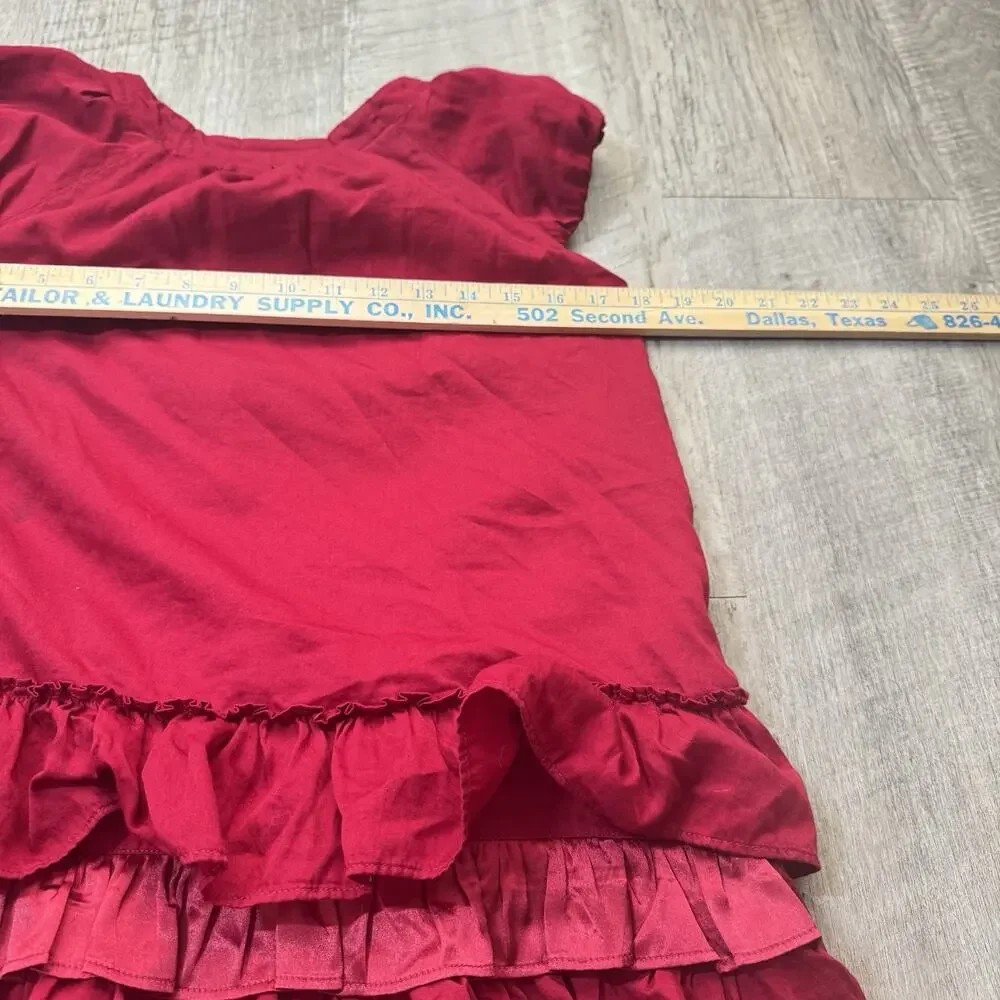 GAP Girls XXL 14 16 Red Holiday Dress Cap Sleeve Satin Ruffle Lined Party